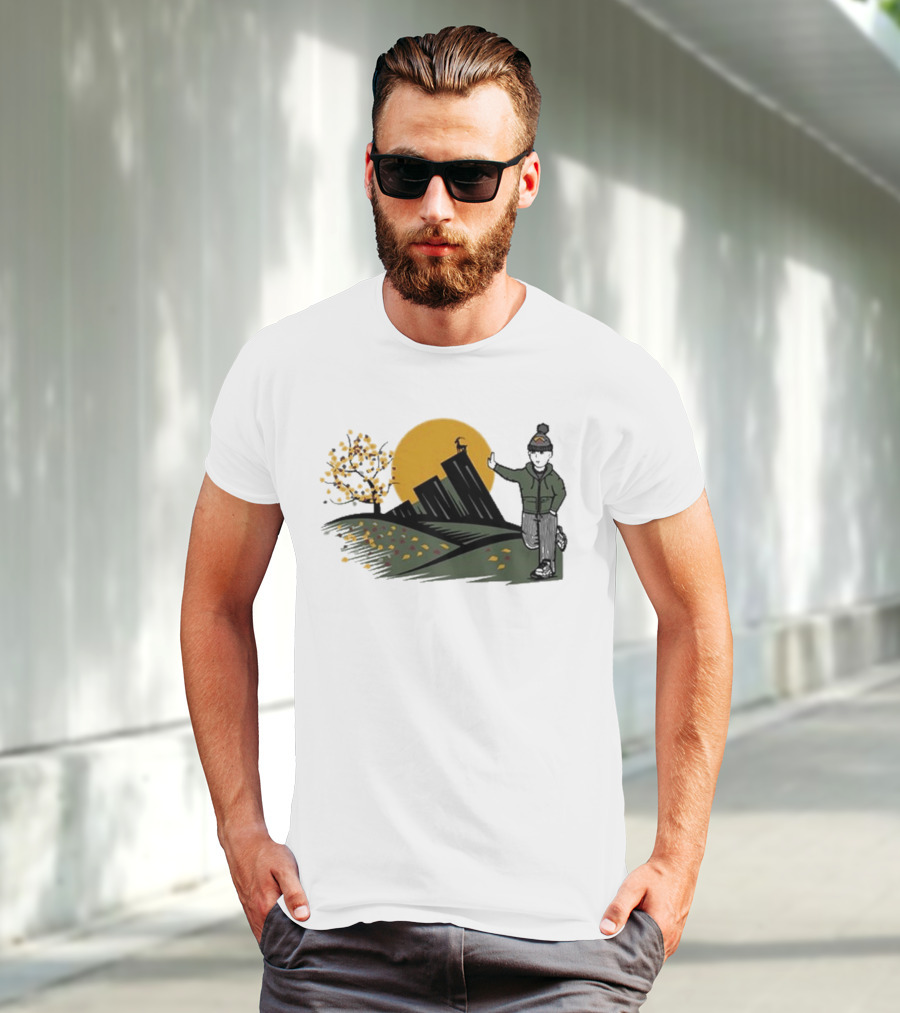 Daft Laddie Autumn Outdoors Skyline With Person Walking T-Shirt