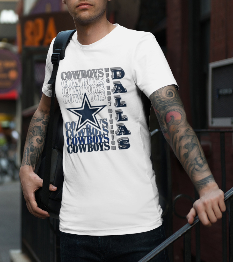 Dallas Cowboys NFC East Division Star Graphics Cowboys Text Pattern T-Shirt