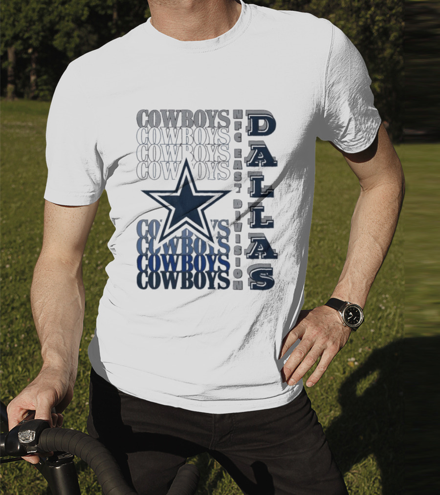 Dallas Cowboys NFC East Division Star Graphics Cowboys Text Pattern T-Shirt