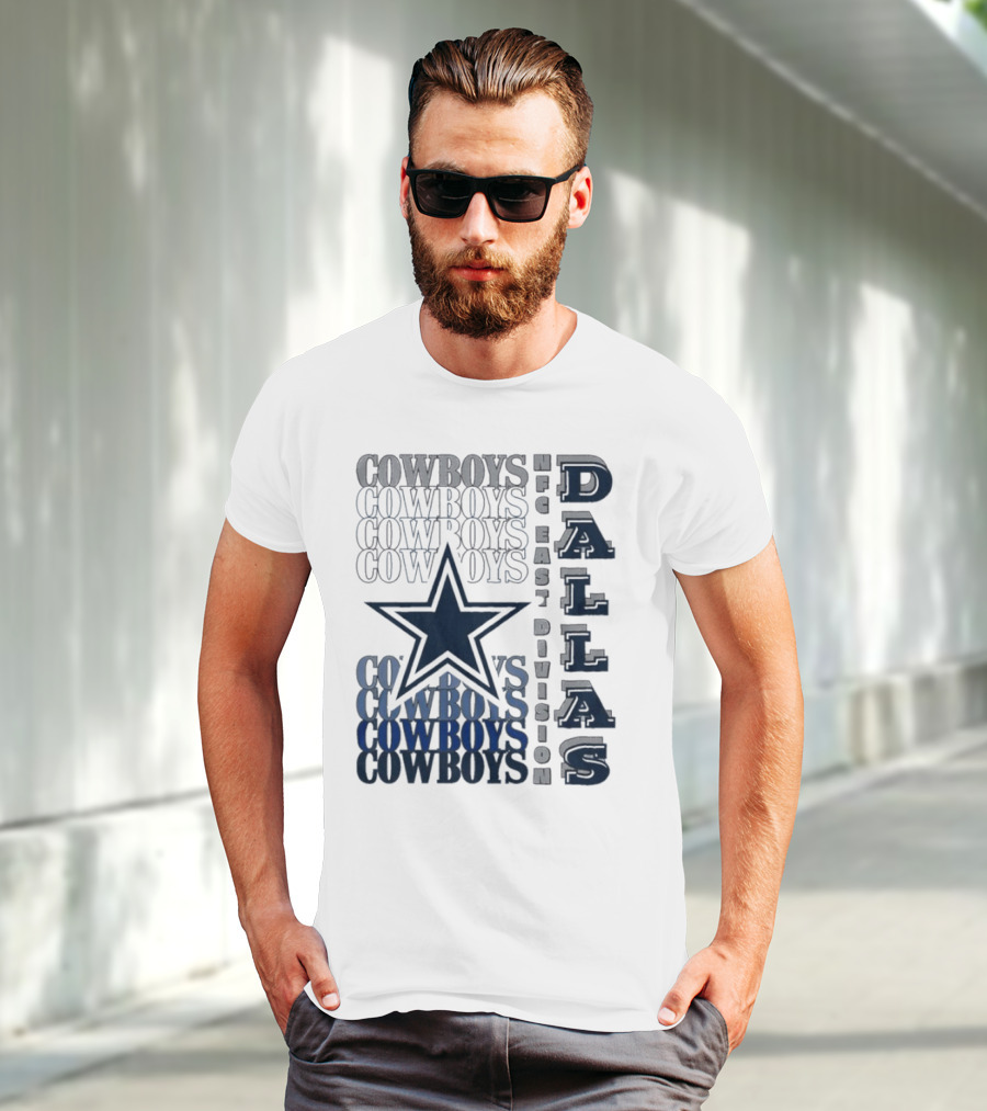 Dallas Cowboys NFC East Division Star Graphics Cowboys Text Pattern T-Shirt