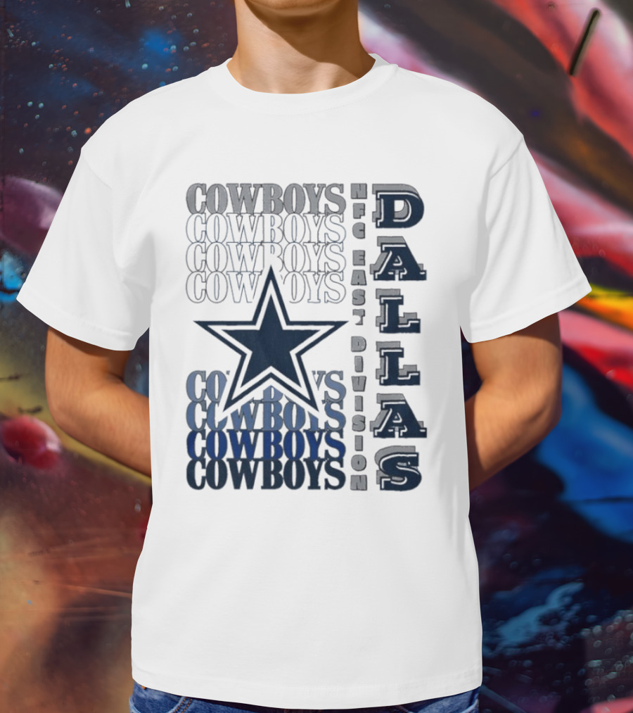 Dallas Cowboys NFC East Division Star Graphics Cowboys Text Pattern T-Shirt