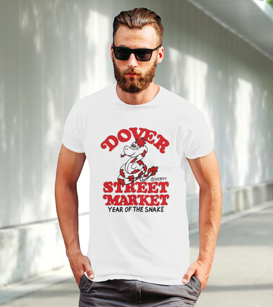 Dover Street Market X Year Of The Snake Red Text Desempacados Verdy Collaboration T-Shirt