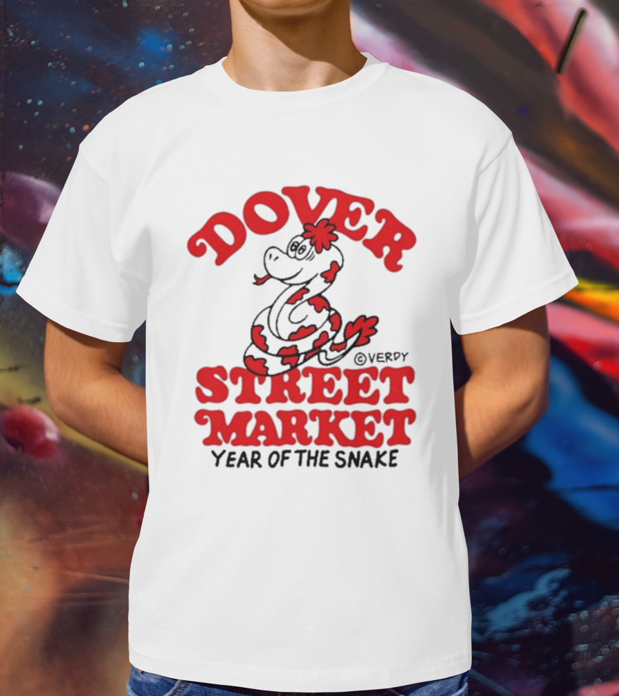 Dover Street Market X Year Of The Snake Red Text Desempacados Verdy Collaboration T-Shirt