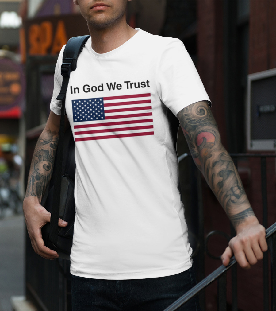 Eric Adams In God We Trust American Flag Pattern T-Shirt