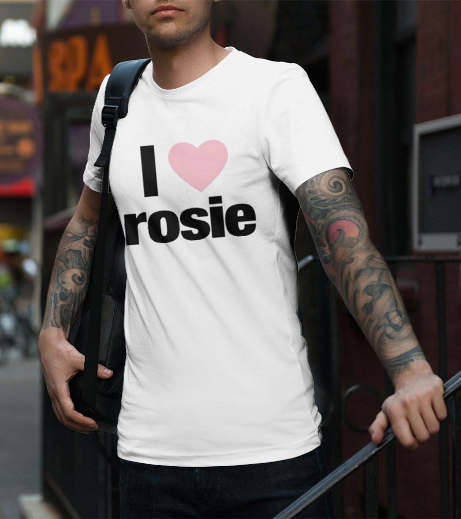I Love Rosie Pink Heart Evan Mock T-Shirt