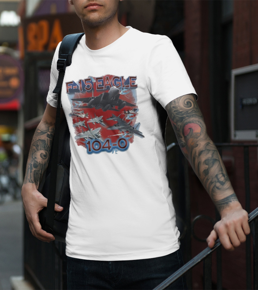 F-15 Eagle 104-0 Fighter Jet Lightning Squadron T-Shirt