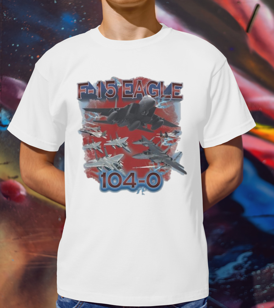 F-15 Eagle 104-0 Fighter Jet Lightning Squadron T-Shirt