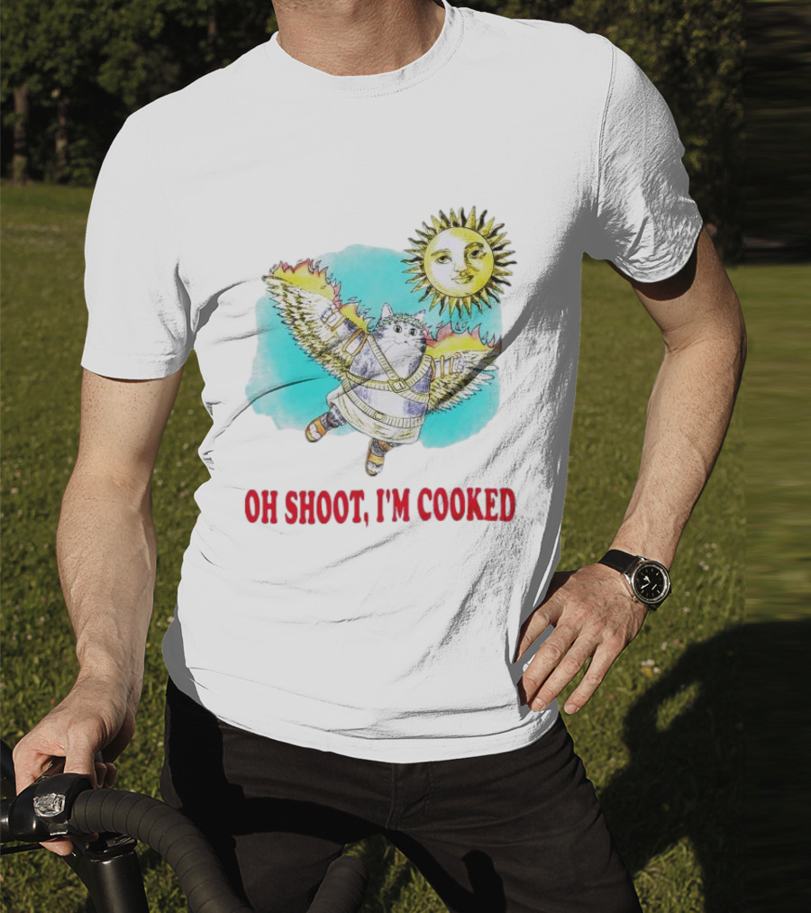 Oh Shoot I'm Cooked Winged Cat With Sun T-Shirt