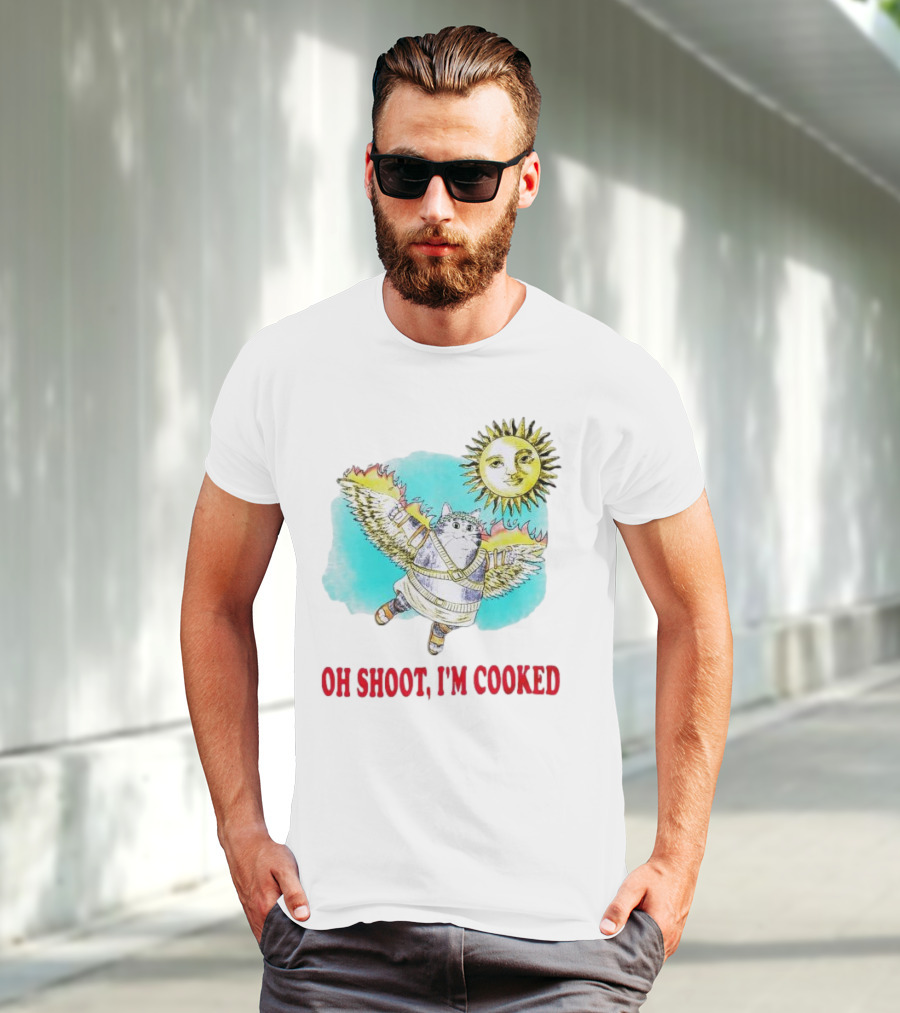 Oh Shoot I'm Cooked Winged Cat With Sun T-Shirt