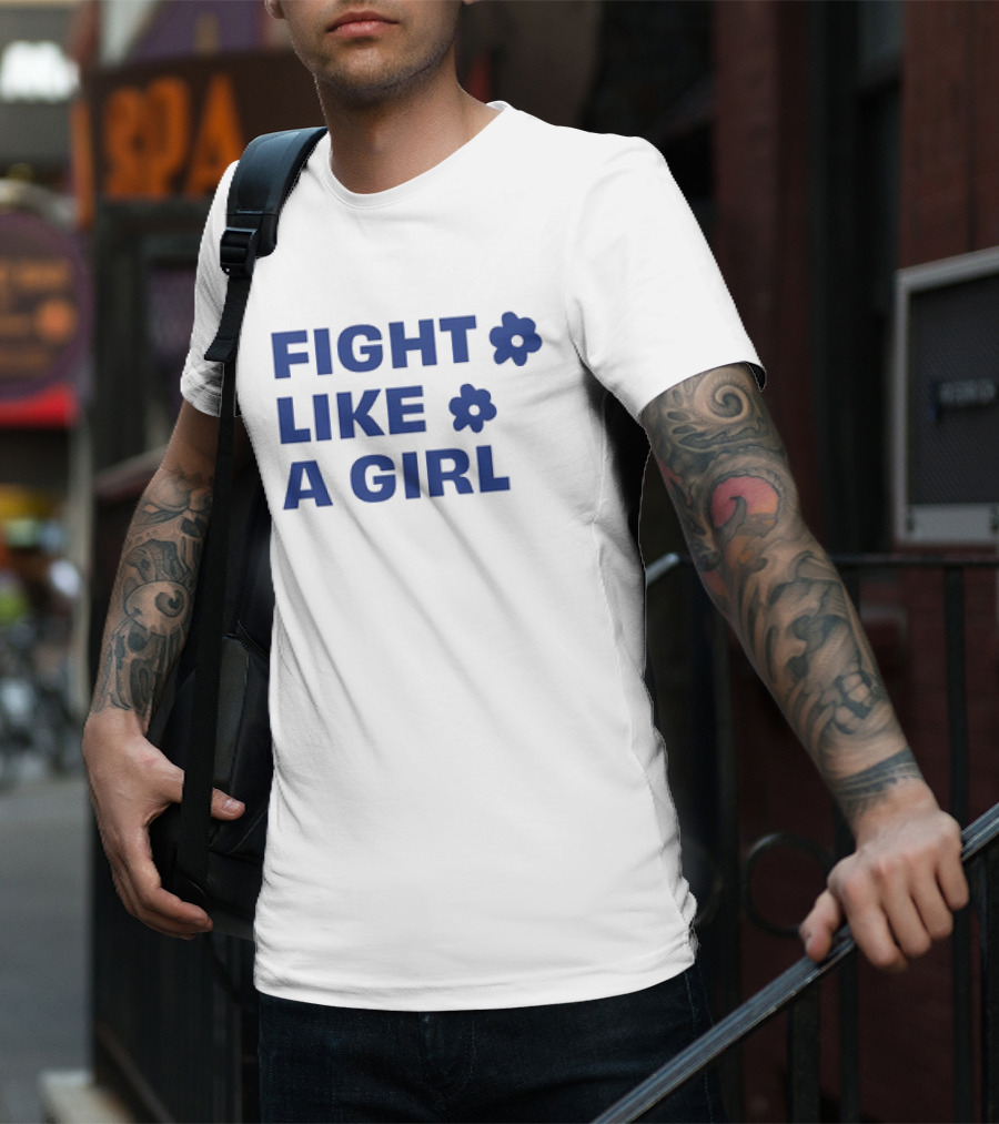 FIGHT LIKE A GIRL WITH FLOWER SYMBOLS T-Shirt