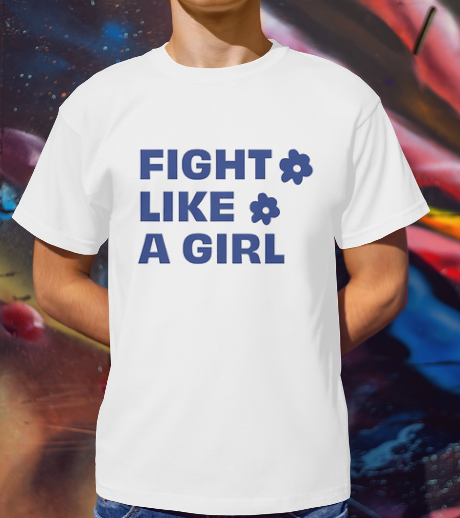 FIGHT LIKE A GIRL WITH FLOWER SYMBOLS T-Shirt