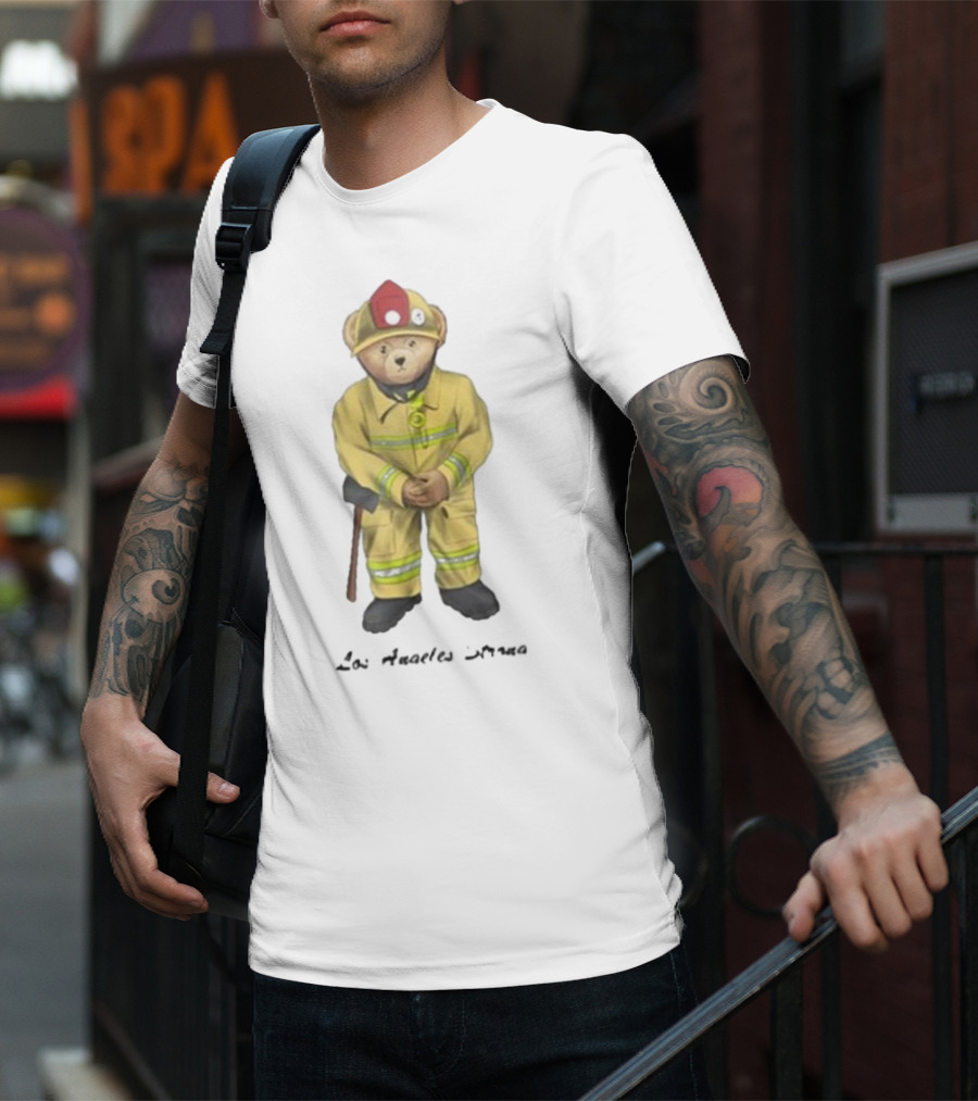 Firefighter Bear Standing In Uniform With Axe T-Shirt