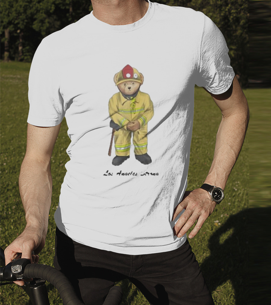 Firefighter Bear Standing In Uniform With Axe T-Shirt