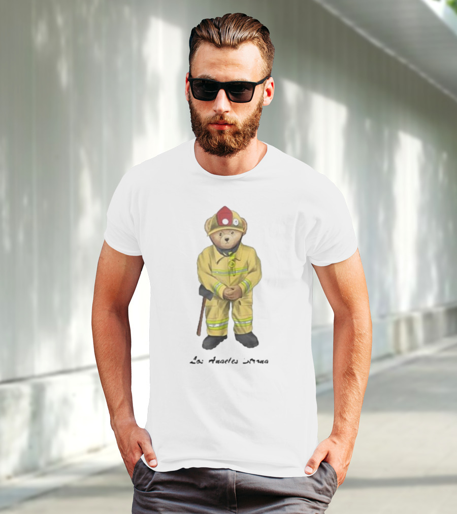 Firefighter Bear Standing In Uniform With Axe T-Shirt