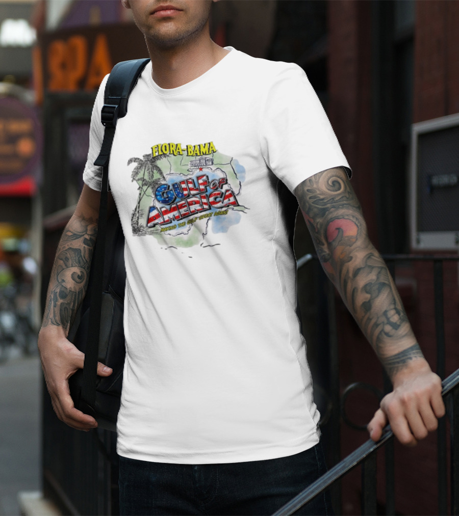 Flora-Bama Gulf Of America Making The Gulf Great Again 2025 Map Palms And House T-Shirt