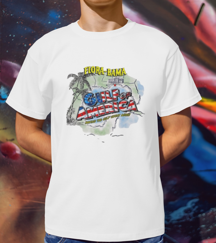 Flora-Bama Gulf Of America Making The Gulf Great Again 2025 Map Palms And House T-Shirt