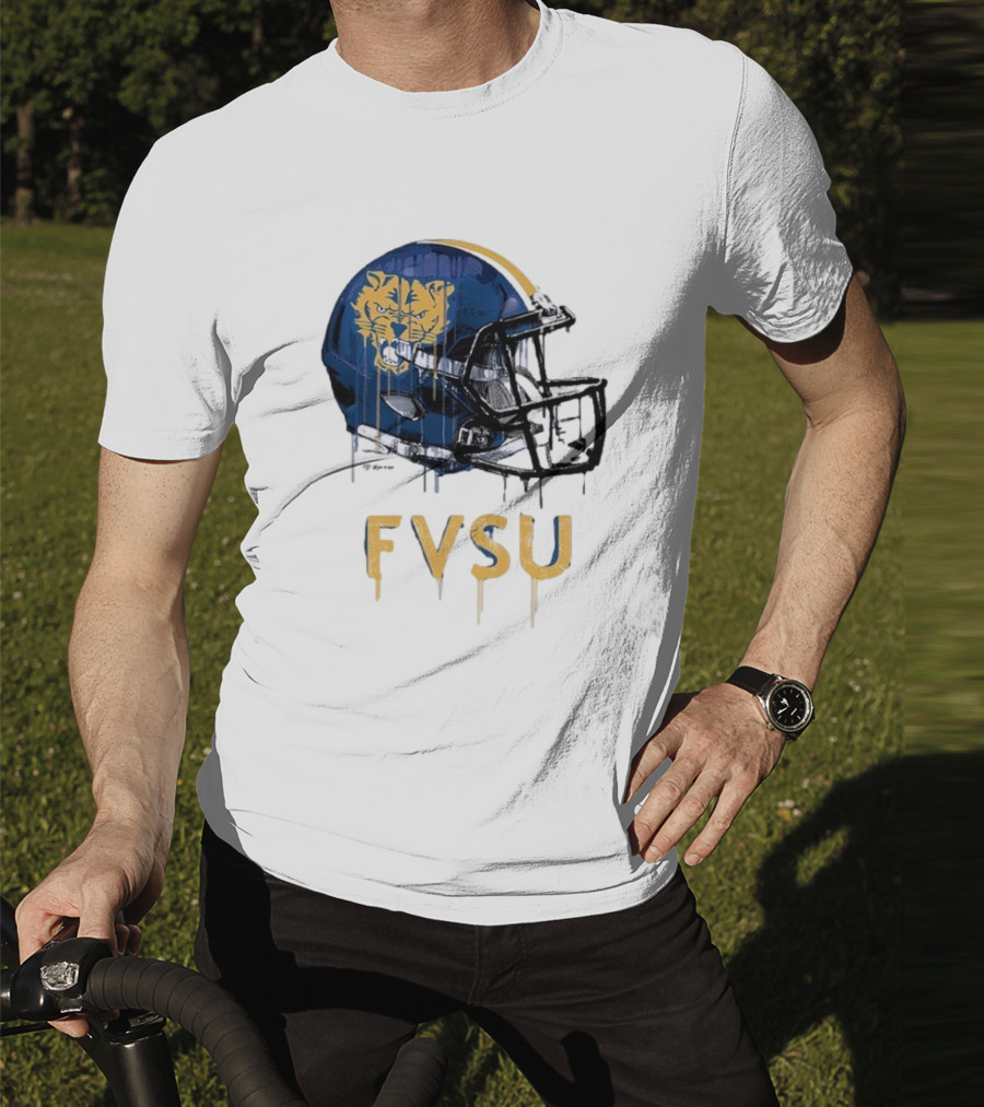 FVSU Wildcats Dripping Helmet Football T-Shirt