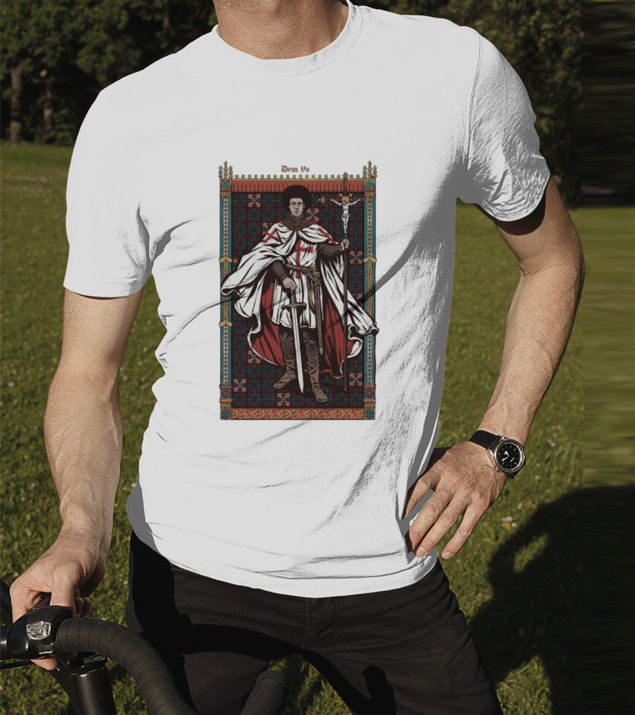 Fr Robinson Crusader Knight Medieval Tapestry Sporting Sword And Cross T-Shirt