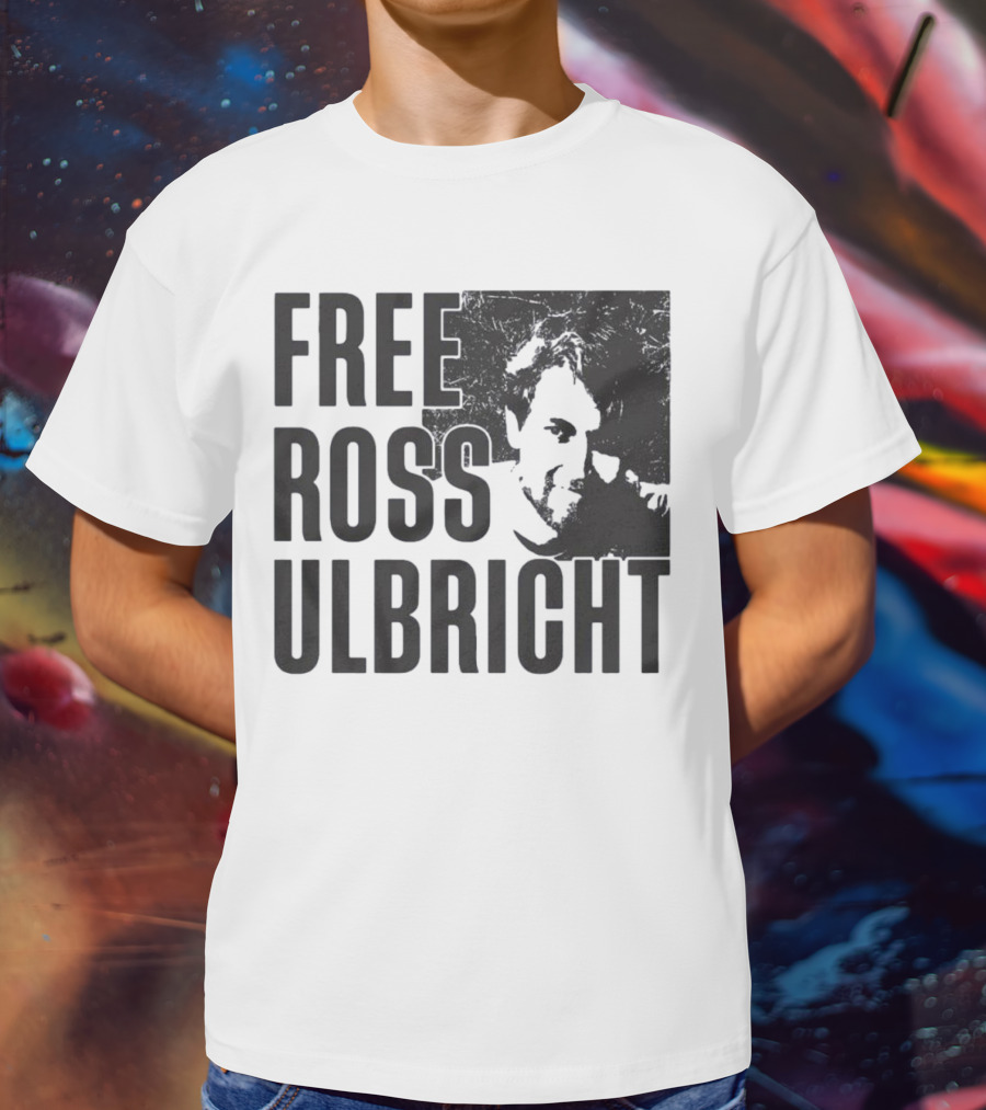 Free Ross Ulbricht Text With Distressed Face Graphic T-Shirt