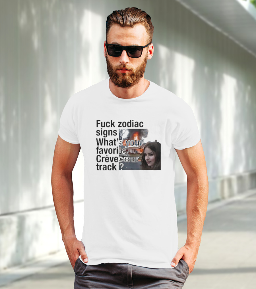 Crèvecoeur Track Favorite With Burning House Background And Girl Smirking T-Shirt