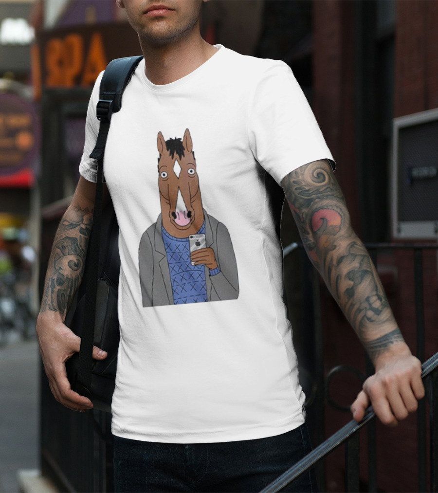 Bojack Horseman Horse Head Selfie Smartphone Humor T-Shirt