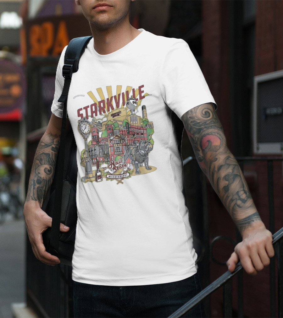 Starkville Mississippi State Hail State Bulldog Tower Vintage Style T-Shirt