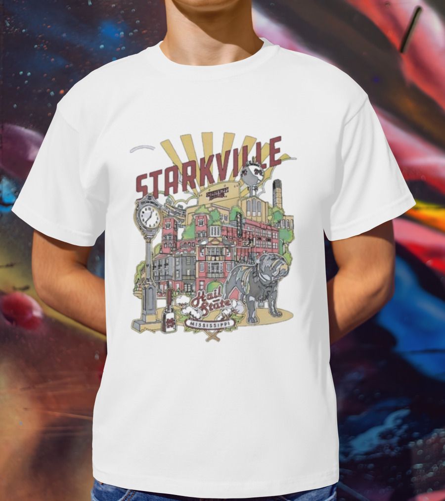 Starkville Mississippi State Hail State Bulldog Tower Vintage Style T-Shirt