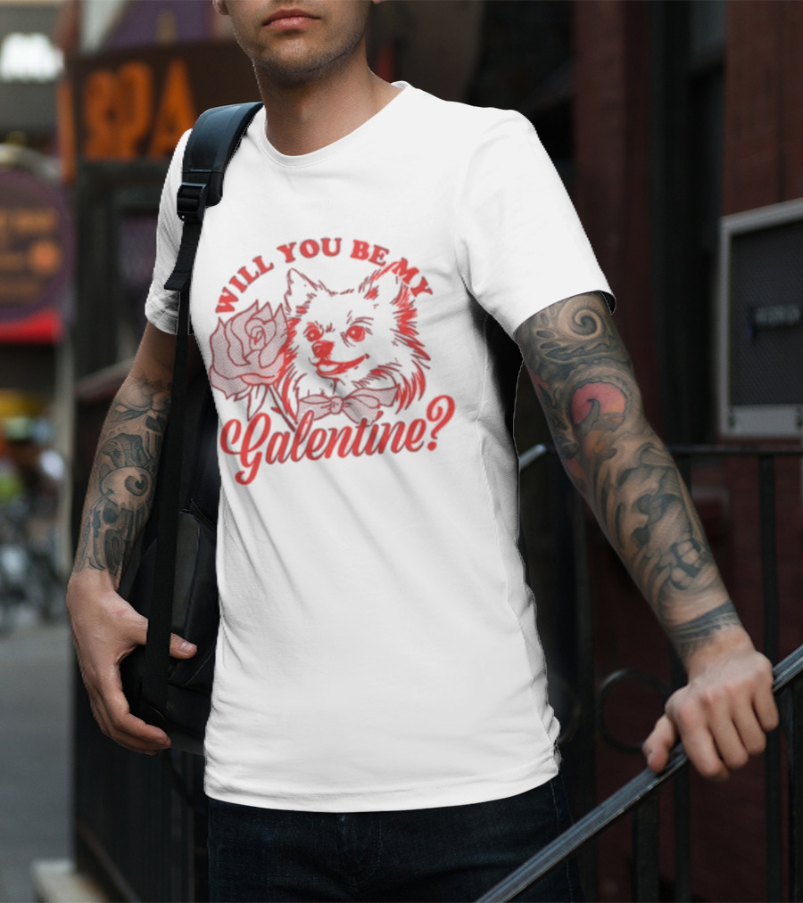 Will You Be My Galentine Hatchi Rose Dog Bow Tie T-Shirt