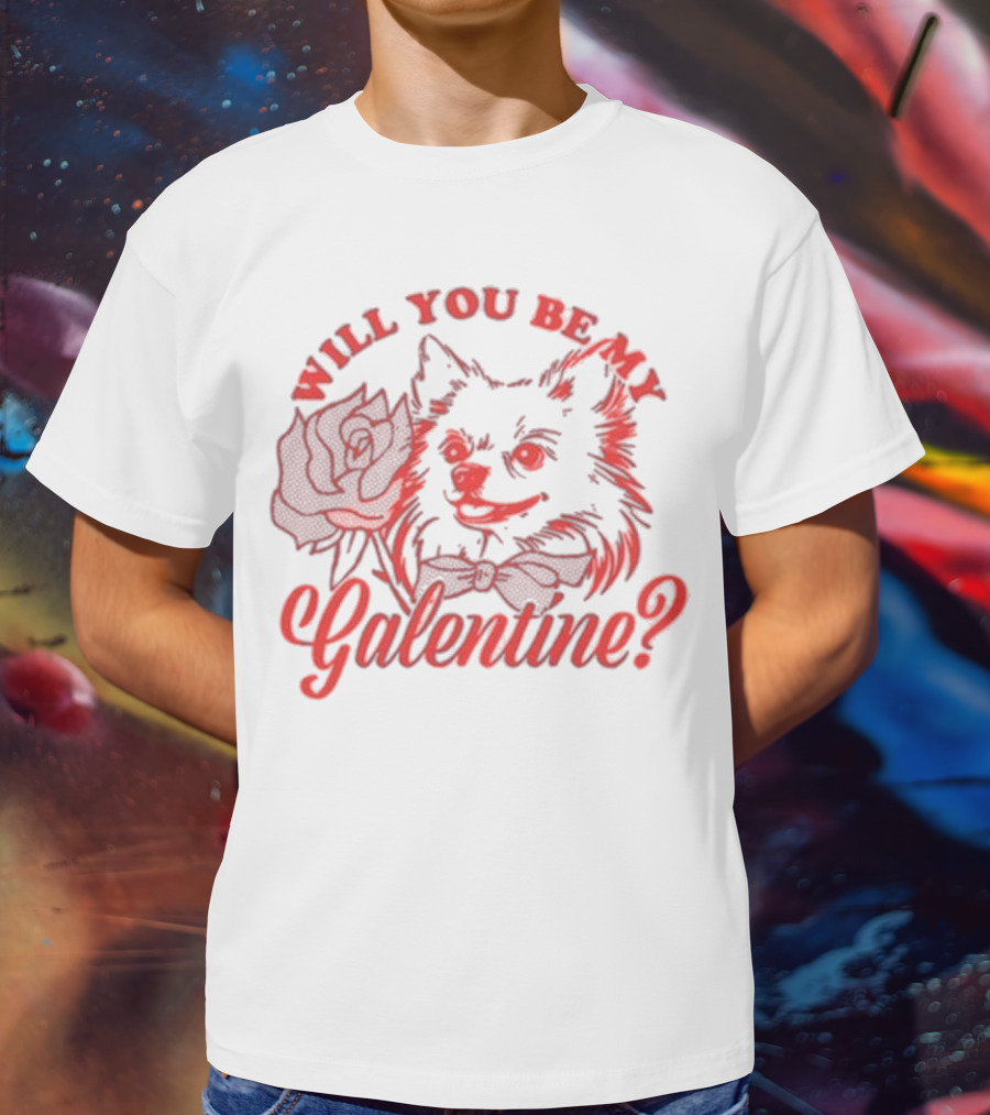 Will You Be My Galentine Hatchi Rose Dog Bow Tie T-Shirt