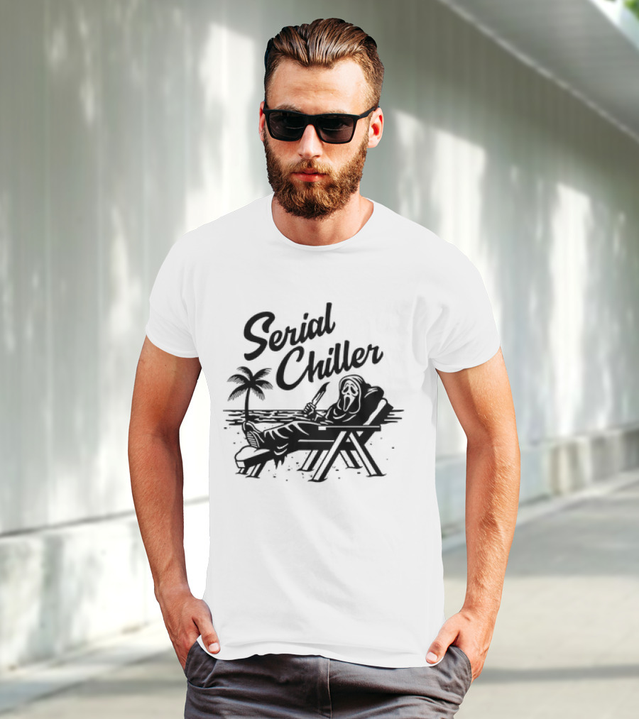 Ghost Face Serial Chiller Retro 80s Horror Theme T-Shirt