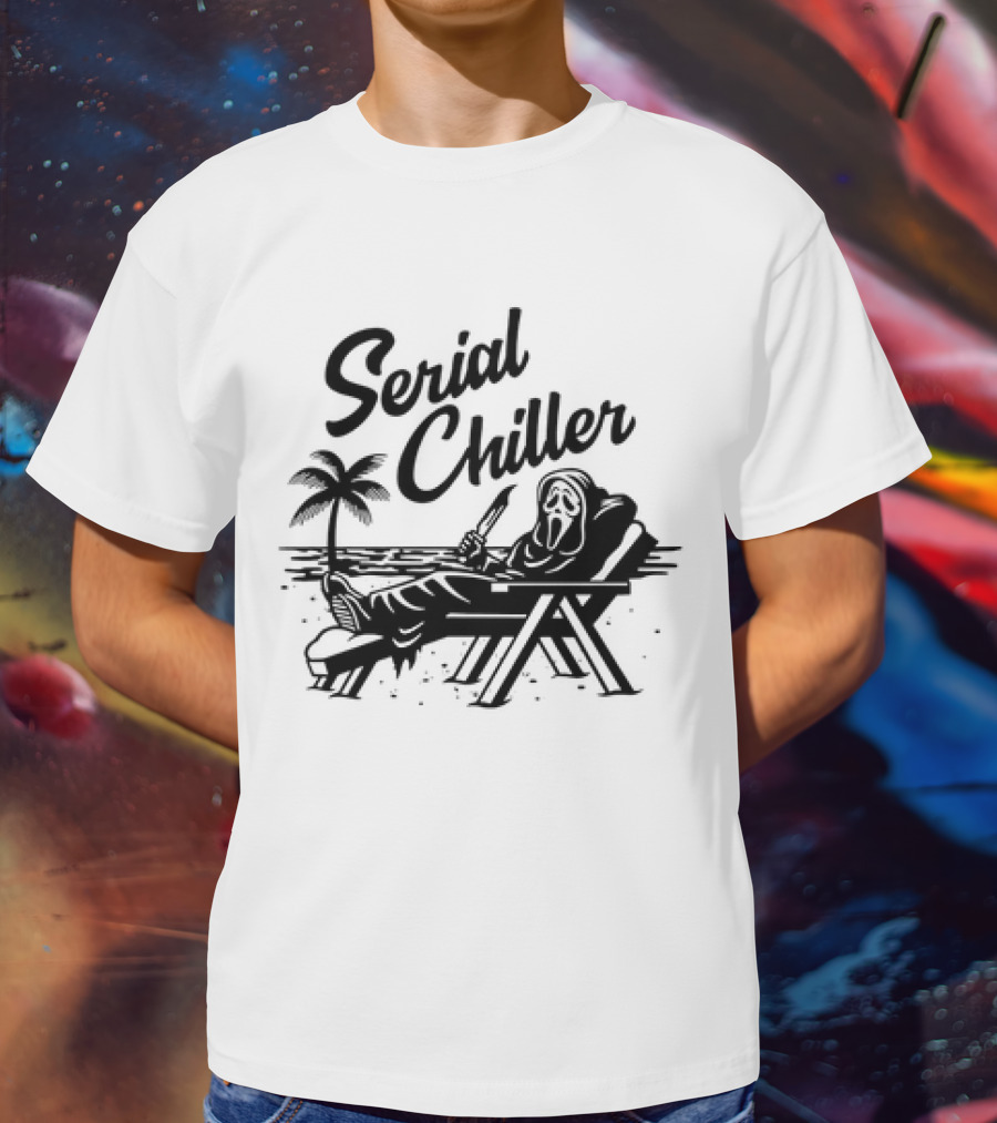 Ghost Face Serial Chiller Retro 80s Horror Theme T-Shirt