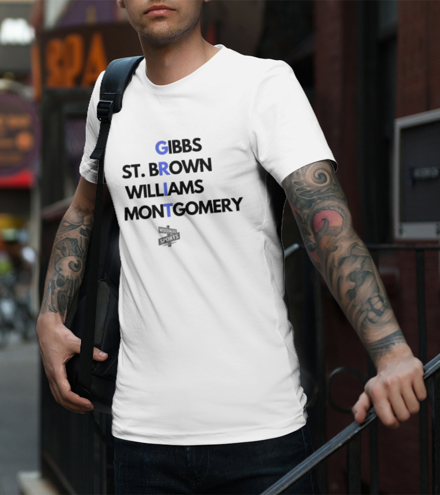 Gibbs St Brown Williams Montgomery GRIT Football Names T-Shirt