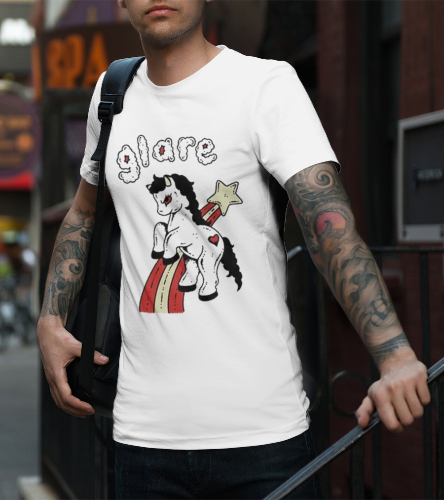 Glare Unicorn Heart Rainbow Star Ringer T-Shirt