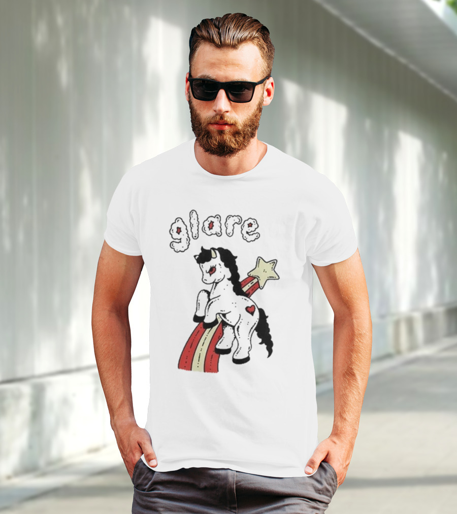 Glare Unicorn Heart Rainbow Star Ringer T-Shirt