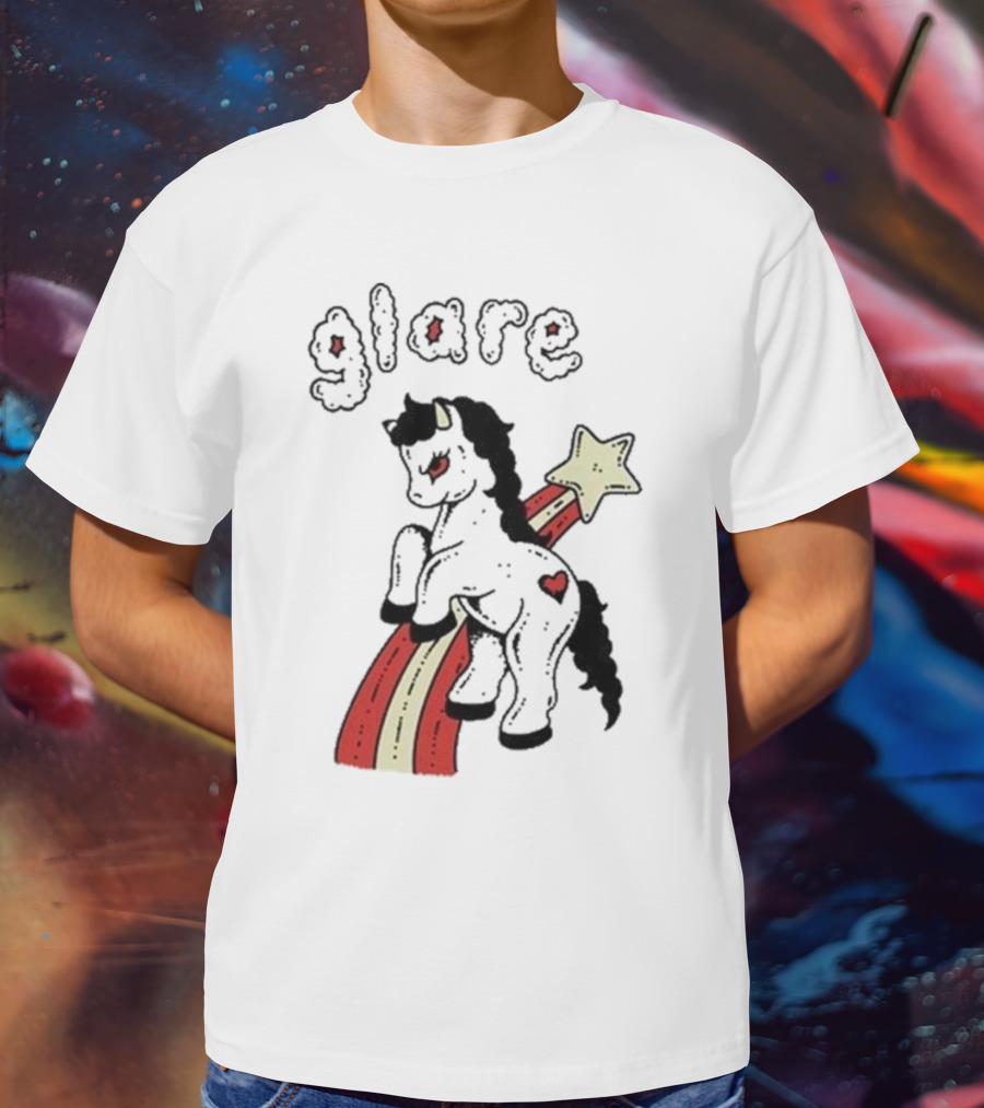 Glare Unicorn Heart Rainbow Star Ringer T-Shirt